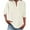 Beige, variant on DDAPJ pyju Cotton Tops for Women 3/4 Sleeve V Neck Linen Shirts Summer Casual Loose Fit Button Up Henley Shirts with Pocket Blue L