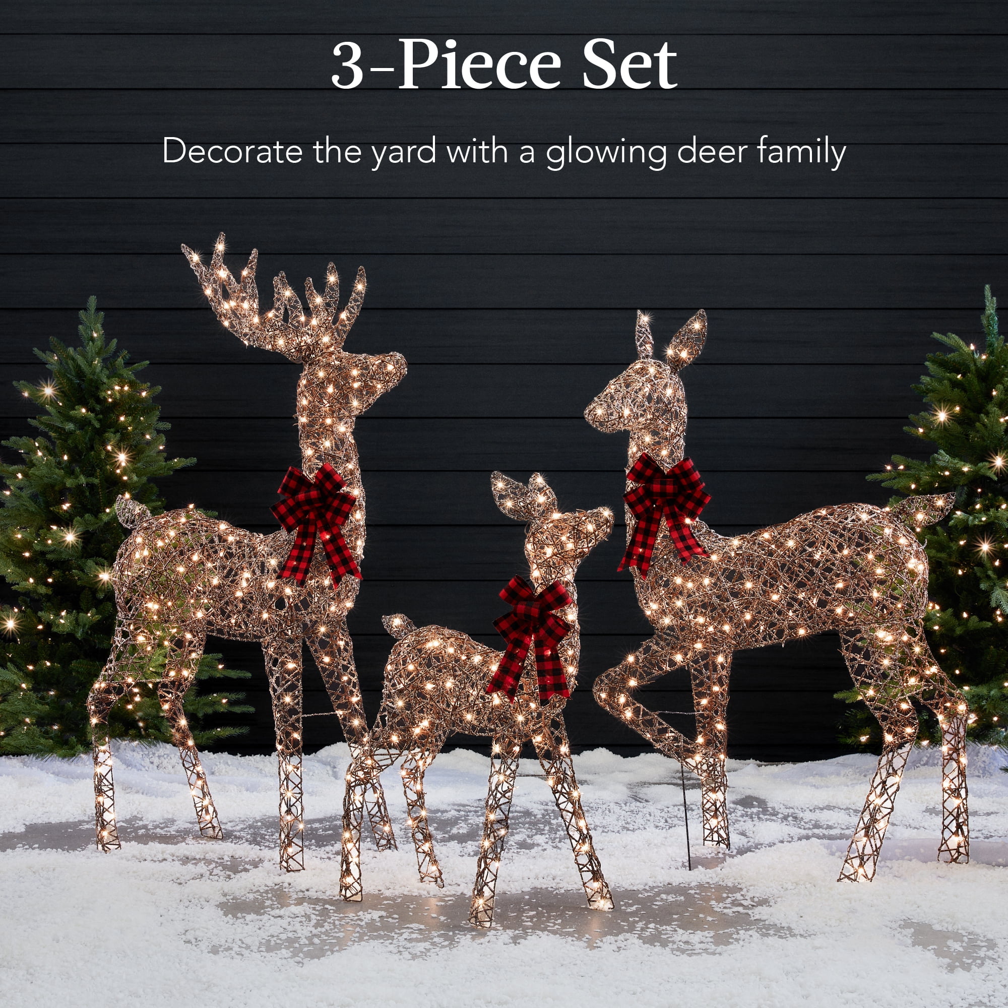 Best Choice 3-Piece Lighted Outdoor Lawn Christmas Family