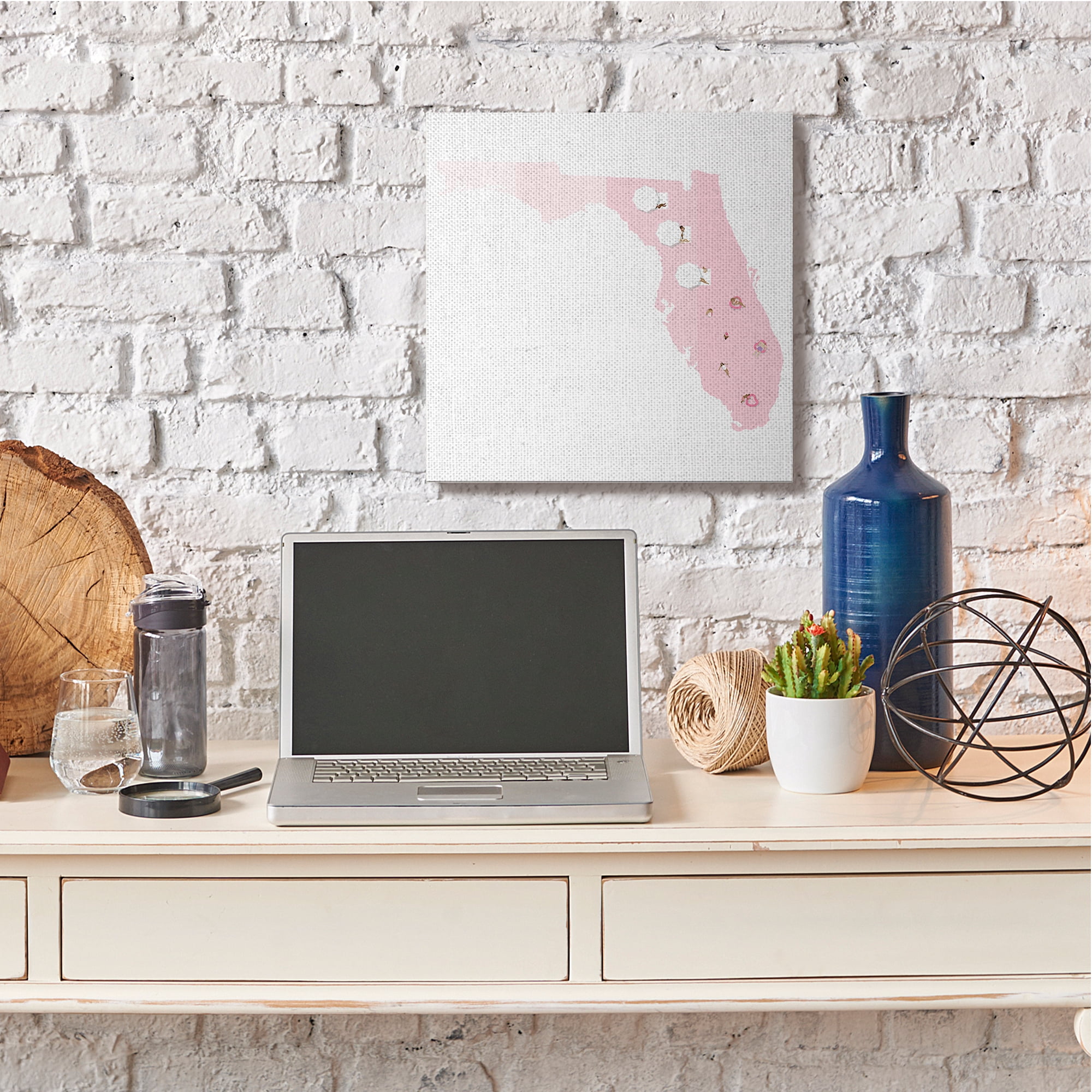 Stupell Industries Florida State Outline with Coastal Sunbathers Canvas Wall Art, 24 x 24, Design by Victoria Kukla