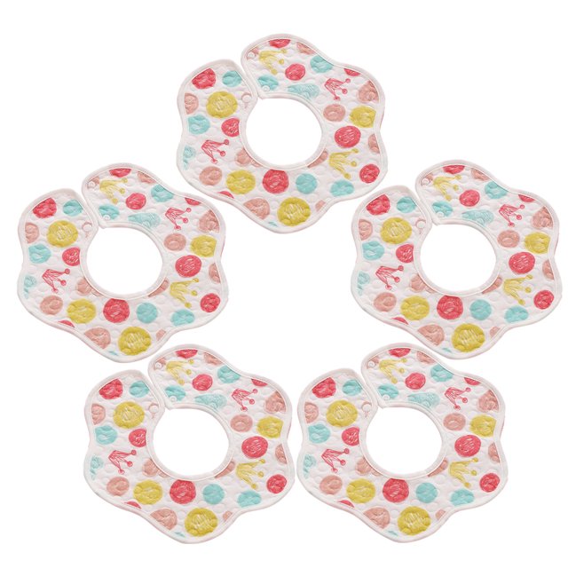 Baberos de bebé con rotación de 360°, pañuelos suaves para bebé, baberos de pétalos, paños de gasa para eructar, babero absorbente, 5 uds.