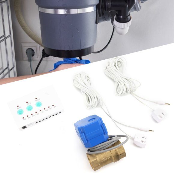 Water Leaking Alarm, Water Leaking Detection Kit High Accuracy DN25 Valve Sensor Simple for Hospitals for Factories US Plug