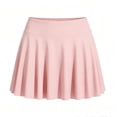 thumbnail image 3 of Girls Tennis Skirts, Casual Cute Kids Girls Athletic Skorts with Pocket Liner, 2 in 1 High Waist Workout Sports Quick Dry Running Shorts(Pink,13-14 Years), 3 of 3
