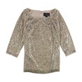thumbnail image 1 of Alex Evenings Womens Sequin Pullover Blouse, Beige, Small, 1 of 2
