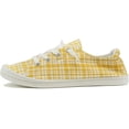 thumbnail image 2 of Soda Flat Women Shoes Linen Canvas Slip On Sneakers Lace Up Style Loafers Zig-S Yellow Mustard Plaid 10, 2 of 5