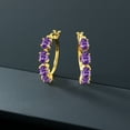 thumbnail image 5 of Gem Stone King 18K Yellow Gold Plated Silver Purple Amethyst Hoop Earrings for Women (2.80 Cttw, Gemstone Birthstone, Oval 6X4MM), 5 of 5