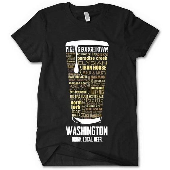 Washington Beer Shirt - Black, X-Large -OP-T | Typography Print Beer Lover Gift for Men & Dad