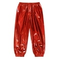 thumbnail image 3 of Miutii Kids Girls Sparkle Trousers Metallic Hip Hop Jazz Modern Dance Pants Fitness Sport Cargo Red 160, 3 of 9