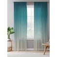 thumbnail image 5 of Sheer Curtains 84 Inches Long, Teal Blue Ombre Semi Sheer Curtains Light Filtering Window Treatment, Contemporary Gradient Abstract Art Privacy Voile Drapes for Living Room Bedroom 52x84 Inch, 5 of 7