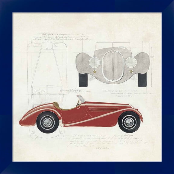 Great Art Now Roadster I Red Car by Avery Tillmon, Framed Wall Art, 14W x 14H