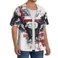 thumbnail image 3 of Lafuoo American Flag Eagle Art Pattern Men's Cuban Collar Short Sleeve Shirt, Button-Down Resort Beach Pocket Shirt-Medium, 3 of 7