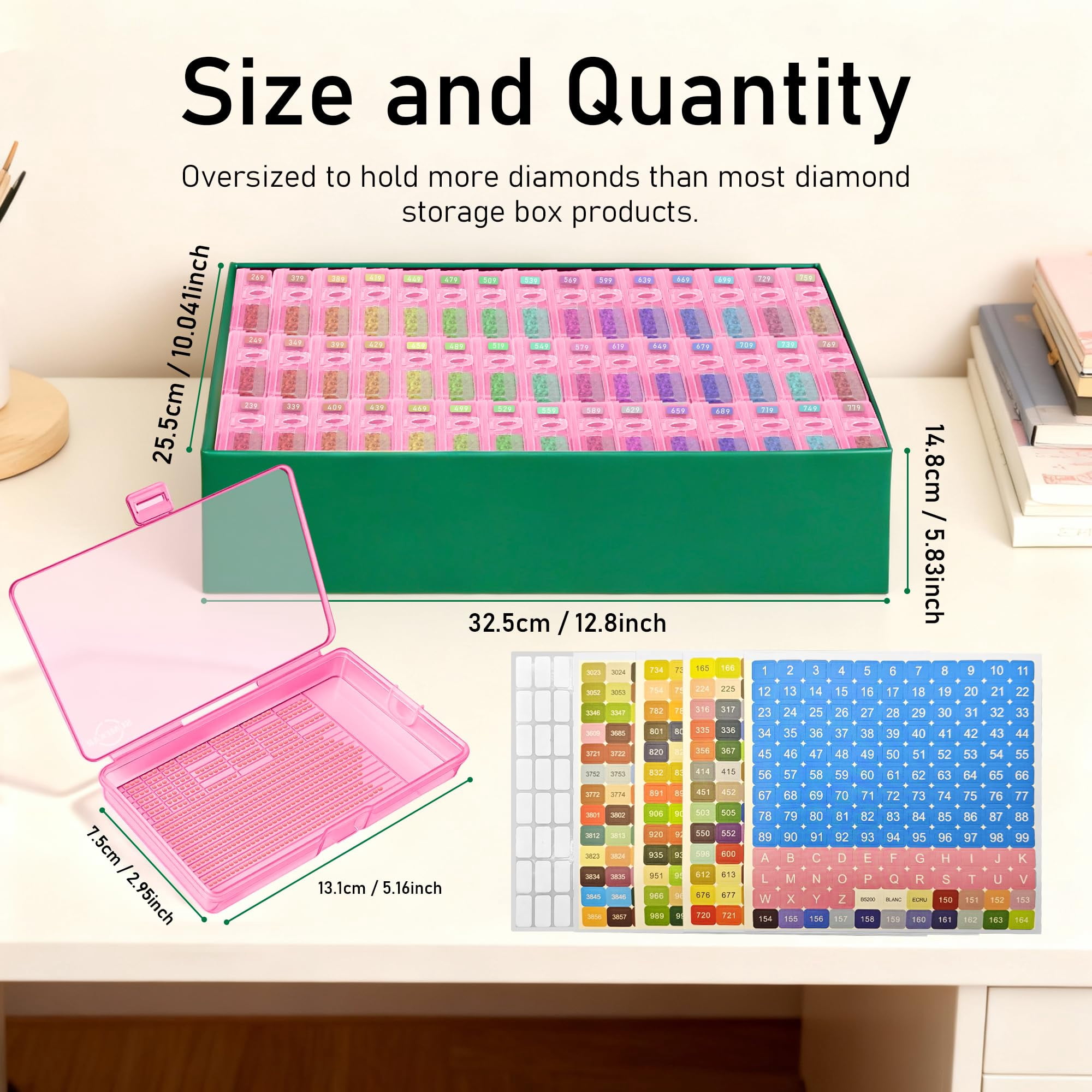 Sumekar 45PCS Extra Large Diamond Art Kits Tray Tool,Diamond Painting Accessories,2-in-1 Diamond Art Trays with Lids(Pink)