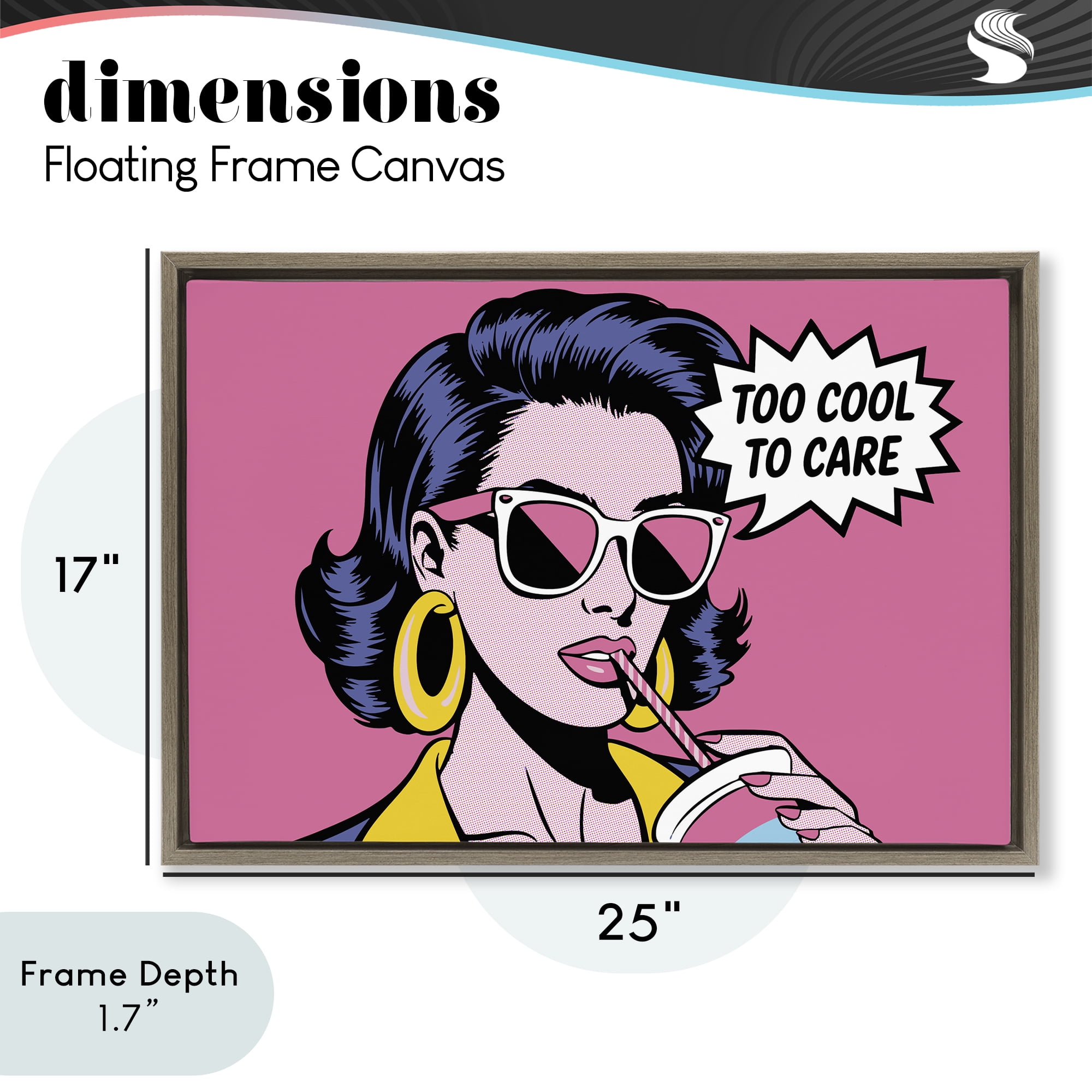 Stupell Industries Too Cool To Care Iconic Brown Framed Floater Canvas Wall Art, design by Andreas Magnusson