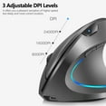 thumbnail image 5 of 2.4G Wireless Vertical Mouse Rechargeable Upright Ergonomic Mouse 3 Adjustable DPI Levels RGB Flowing Light Plug N Play, White, 5 of 7