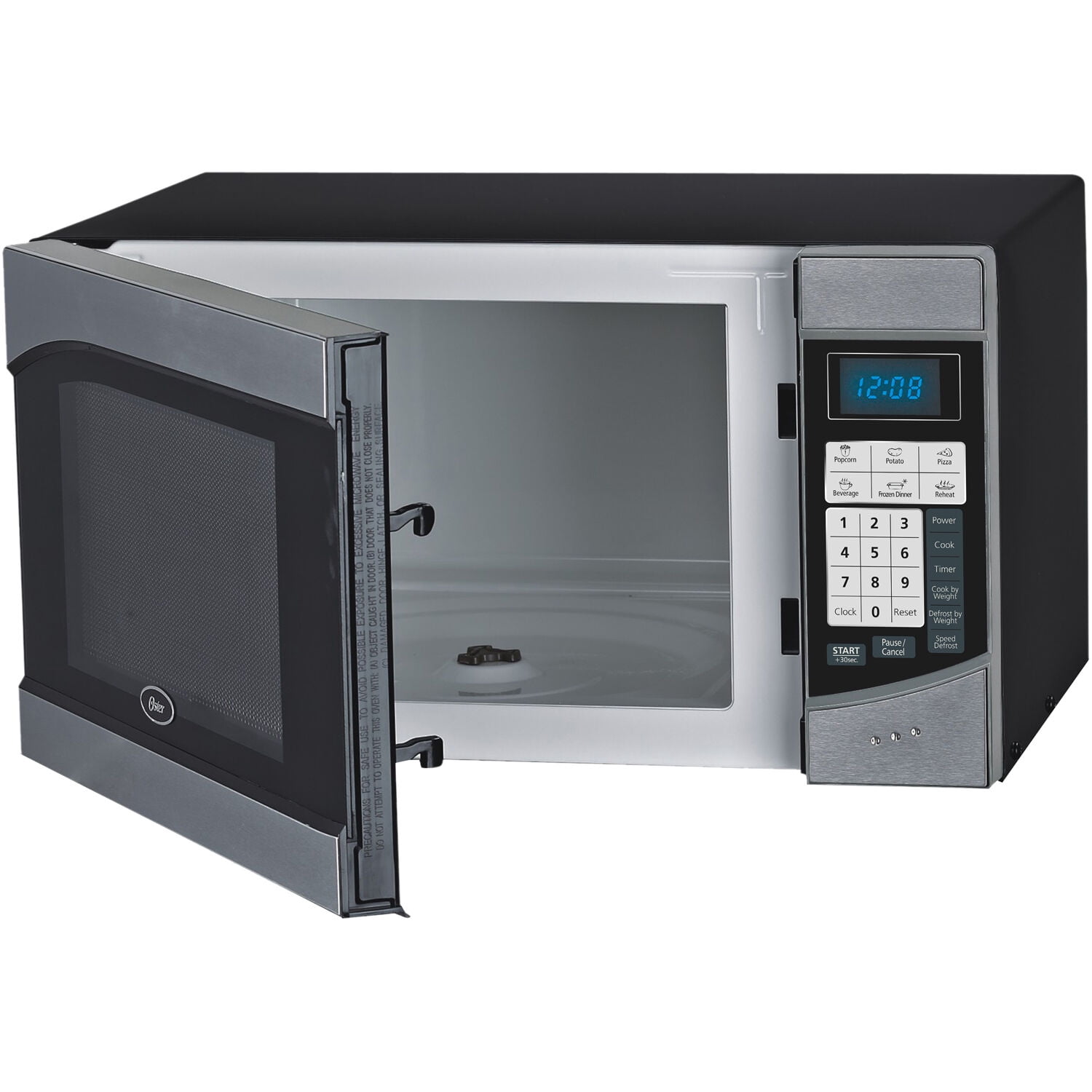 Oster Compact-Size 0.9-Cu. Ft. 900W Countertop Microwave Oven with Stainless Steel Door Trim