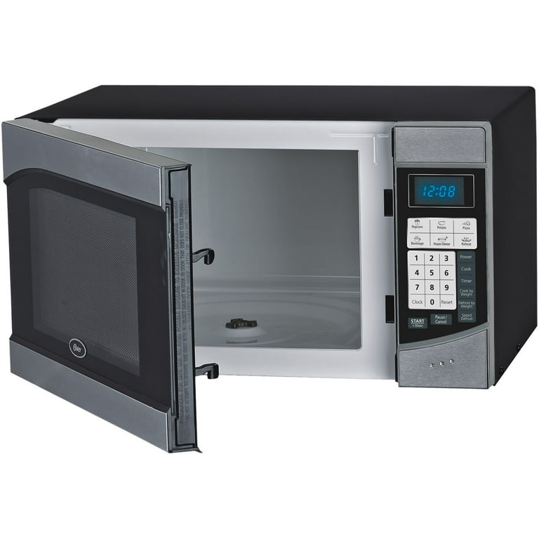 Oster Compact-Size 0.9-Cu. Ft. 900W Countertop Microwave Oven with  Stainless Steel Door Trim 