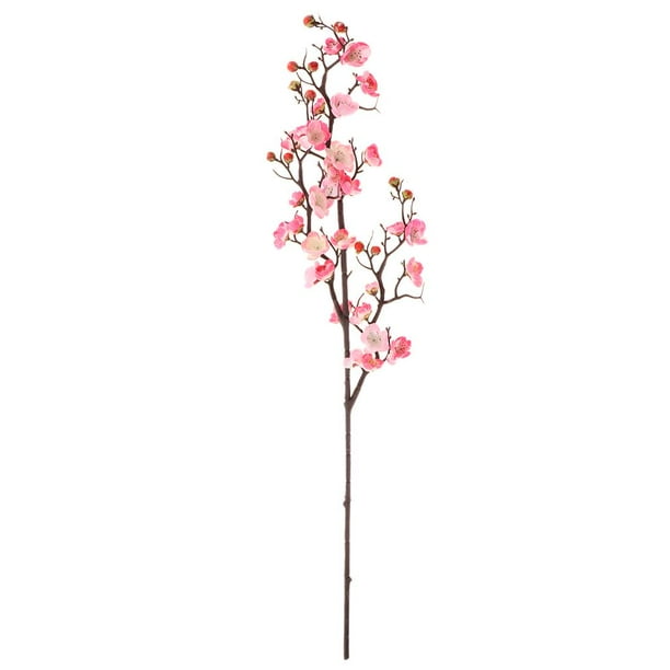 Rama de flor de cerezo artificial de primavera, flor de ciruelo de seda de imitación, rama falsa Rosado