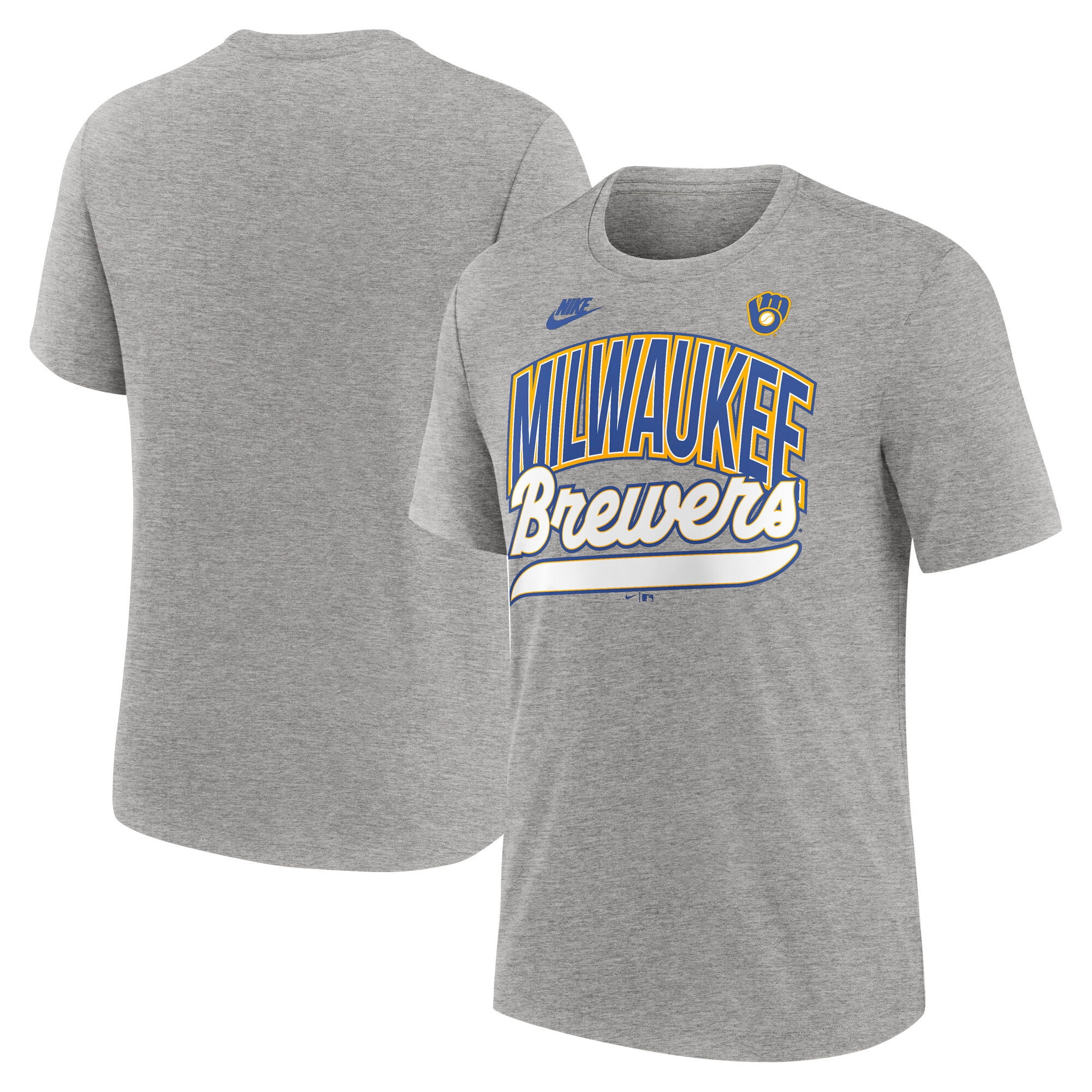 Men's Nike Christian Yelich Gray Milwaukee Brewers Name & Number T