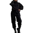 thumbnail image 1 of Conjunto Deportivo de Dos Piezas para Mujer: Sudadera con Media Cremallera y Pantalón Deportivo Holgado con Bolsillos Negro L, 1 of 7