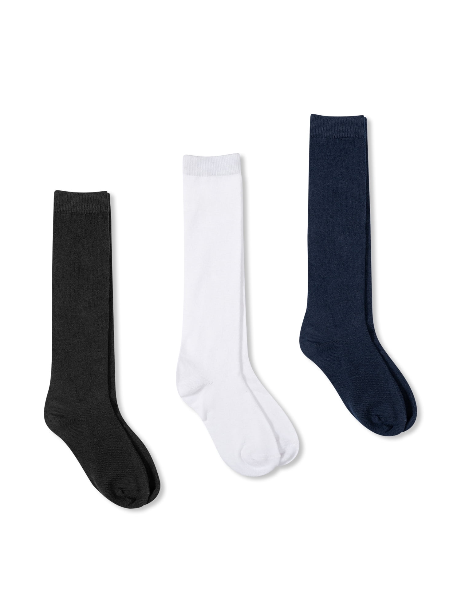 Wonder Nation Girls' S-L Assorted Unifrom Knee High Socks, 3 Pack