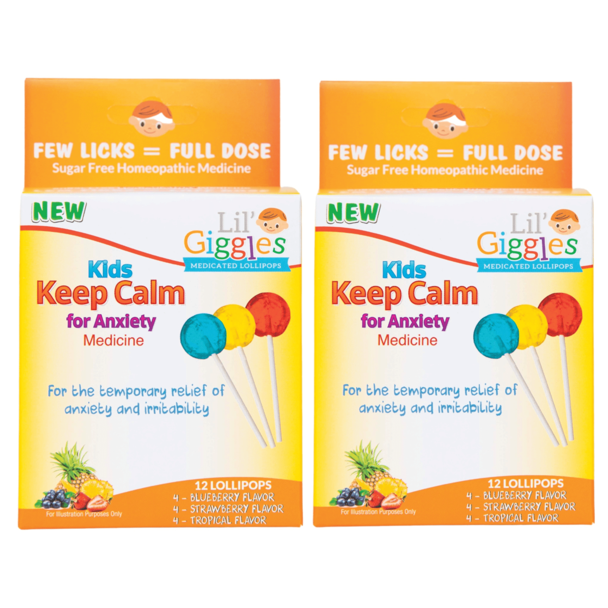 Lil' Giggles Kid's Medicated Lollipops for Anxiety 2Pack For