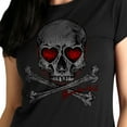 thumbnail image 2 of Hot Leathers GLR1555 Ladies Black Heart Eyes Skull T-Shirt Medium, 2 of 3