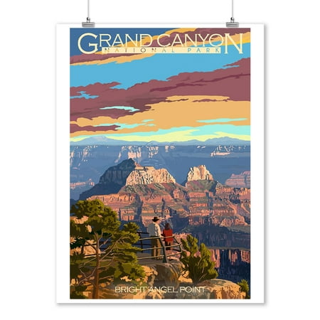 Grand Canyon National Park, Arizona - Bright Angel Point - Lantern Press Artwork (9x12 Art Print, Wall Decor Travel