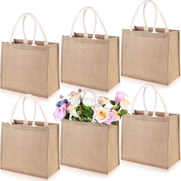 6-Pack Small Canvas Tote Bags with Rope Handles, Waterproof Lining, Reusable Gift Bags for Weddings, Beach, Party Favors, Crafts & Everyday Use