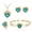 green, variant on QIQUWOHUL Four-piece Alloy Love Gemstone Diamond Earring Necklace Bracelet Ring Set