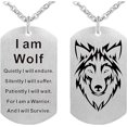 thumbnail image 1 of Fashion Wolf Pendant Necklace I am Wolf Fans Gift Dog Tag Jewelry Keychain, 1 of 5