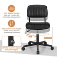 thumbnail image 6 of Home Office Leisure Chair w/ 5 Swivel Casters, Ergonomic Mid-back Swivel Task Chair w/Sturdy Steel Base, Retro Design PU Leather Armless Task Chair for Home & Office, Easy Assembly, 6 of 10