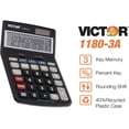 thumbnail image 2 of Calculadora func. Victor 1180-3A 12D, pilas y solar, LCD ángulo ajust., ideal hogar/oficina, negro, 2 of 3