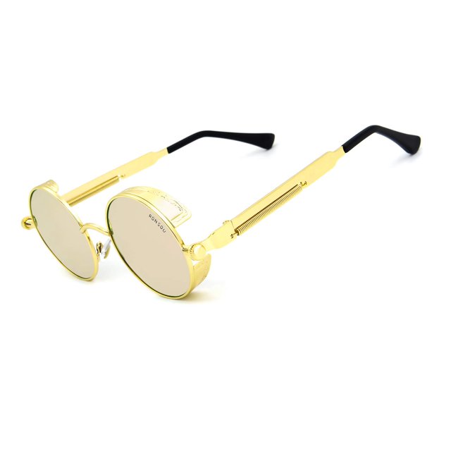 Lentes de Sol Polarizados RONSOU G1020N 8 Redondos Estilo Steampunk Retro Proteccion UV400