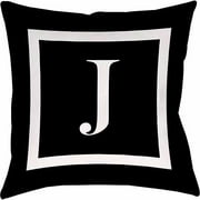 IDG Classic Block Monogram Decorative Pillow - Black