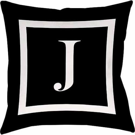 IDG Classic Block Monogram Decorative Pillow - Black