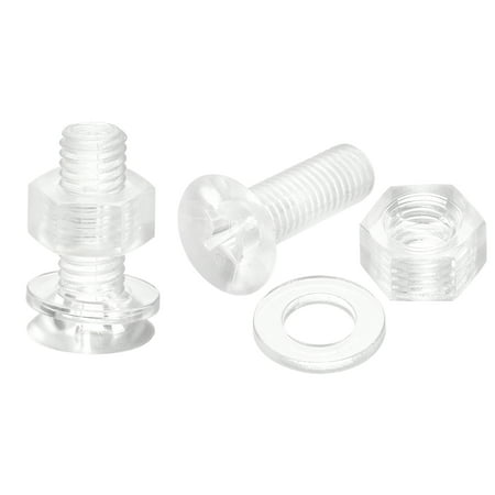 

Uxcell M8 x 25mm Plastic Phillips Machine Screws with Nuts and Flat Washers PC Flat Head Machine Bolts 20 Sets