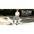 thumbnail image 5 of lcziwo Kids Grey Sweatpants Baggy Straight Leg Sweat Pants with Pockets Boy Open Bottom Elastic Waist Drawstring Jogger Sweatpant Gray,8-9Years, 5 of 9
