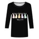 thumbnail image 5 of Tops de Cuello Redondo para las Mujeres Pascua Impresa 3/4 Mangas Blusa, Ligera Imitación Algodón Top Casual, 5 of 5