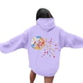 thumbnail image 4 of Fjofpr Lightweight Hoodies for Women Front Pocket Women's Casual Printed Round Neck Long Sleeved Loose Hooded Oversized Hoodies Sweatshirts Purple M, 4 of 6
