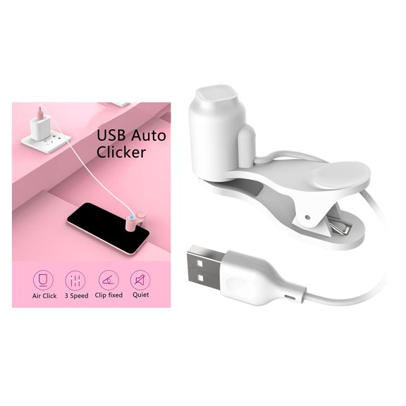 Mute Ph Screen Auto Clickers Single Connection Clamp up Physical Simulation Adjustable Speed Auto Clickers F/ Ph for Live Broadcast , white