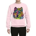 thumbnail image 3 of Wild Bobby, Colorful Majestic Neon Atric Wolf | Dean Russo Art Animal Lover Unisex Crewneck Sweatshirt, Light Pink, 3XL, 3 of 5