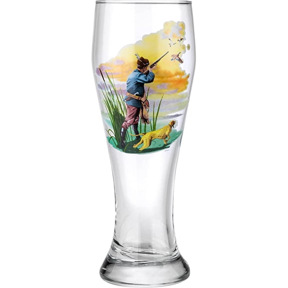 Victoria Bella 42116-04 European Made Classic Pilsner Glasses. 14oz "Hunter and Dog" Pattern.