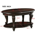 thumbnail image 4 of JERFIT 42 Inch Oval Coffee Table, 2-Tier Solid Wood Cocktail Table with Storage Shelf, Espresso Finish for Living Room, 4 of 9