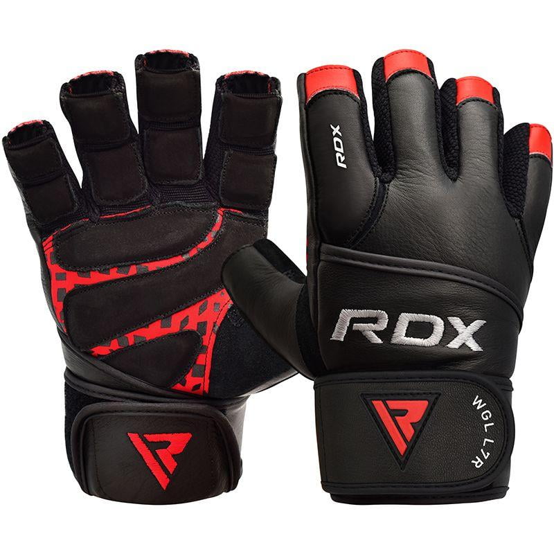 RDX L7 Leather Weight Lifting Heavy Duty Gym Gloves with Long Wrist