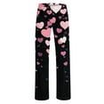thumbnail image 4 of BLTIBY Women Valentine's Day Pajama Pant Autumn Spring Love Printed Comfy Lounge Wide Leg Fashion Casual Stretch Palazzo Pj Bottoms Trousers with Pockets Black L, 4 of 4