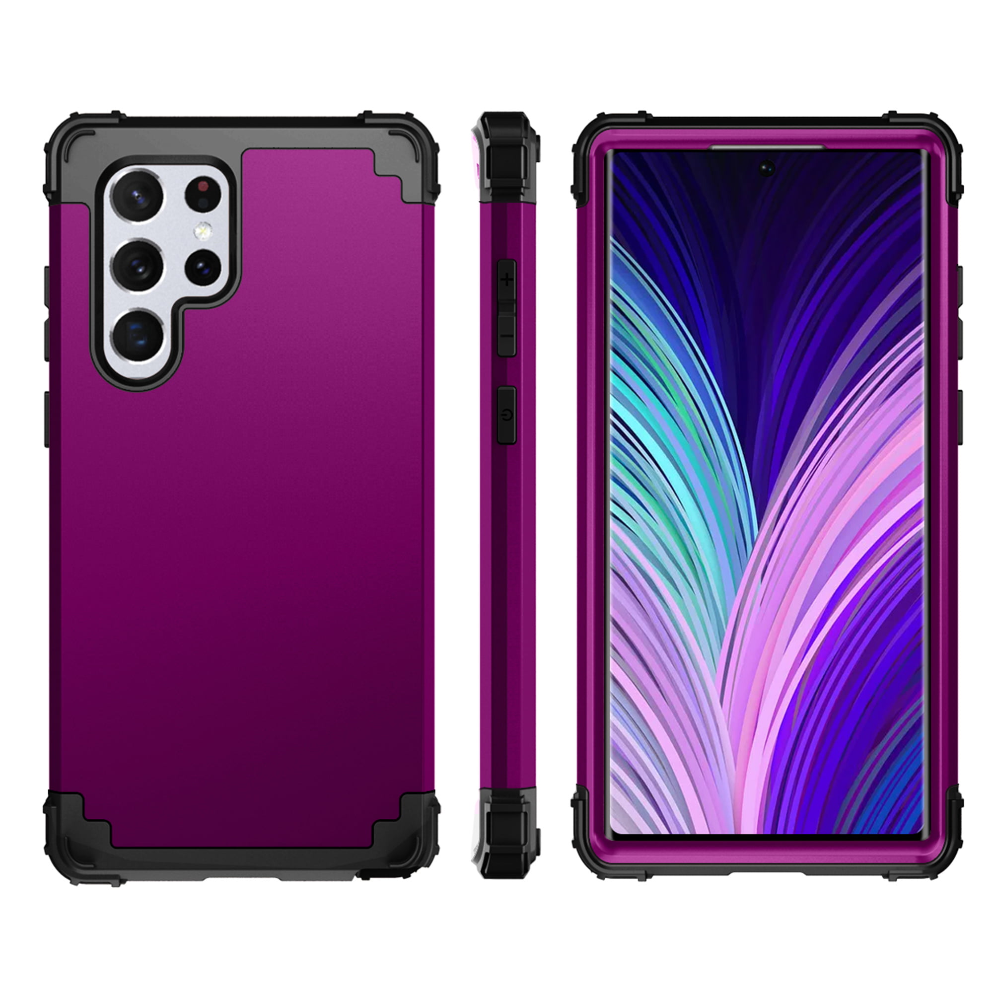ELEHOLD Rugged Case for Samsung Galaxy S24 Ultra Hard PC Soft Silicone  Hybrid Shockproof Scratch-Resistant Anti-Fingerprint Slim Thin Case For  Samsung Galaxy S24 Ultra,Purple 