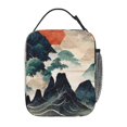 thumbnail image 3 of PUREYAH Insulated Lunch Bag with Strap, Reusable Work Thermal Cooler Traditional Japanese Watercolor Mountain Tote Bag with Water Bottle Holder for Adult Women Men, 3 of 6