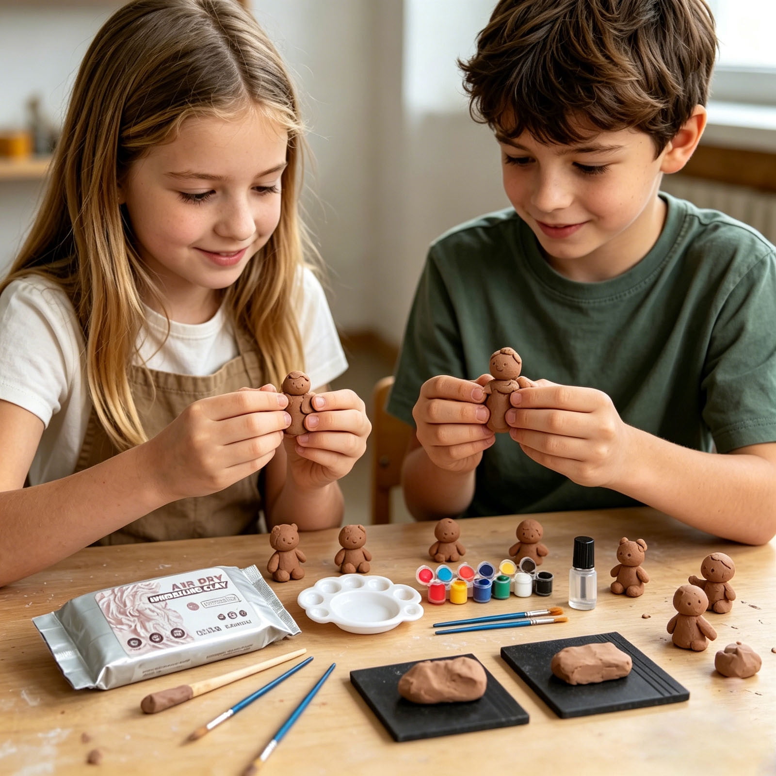 No-Bake Air Dry Clay Modeling Kit, Complete Sculpting Set with Clay, Paint Brushes, and Finishing Tools, Non-Toxic DIY Craft Supplies for Handmade Sculptures, Decorations, and Art Creations