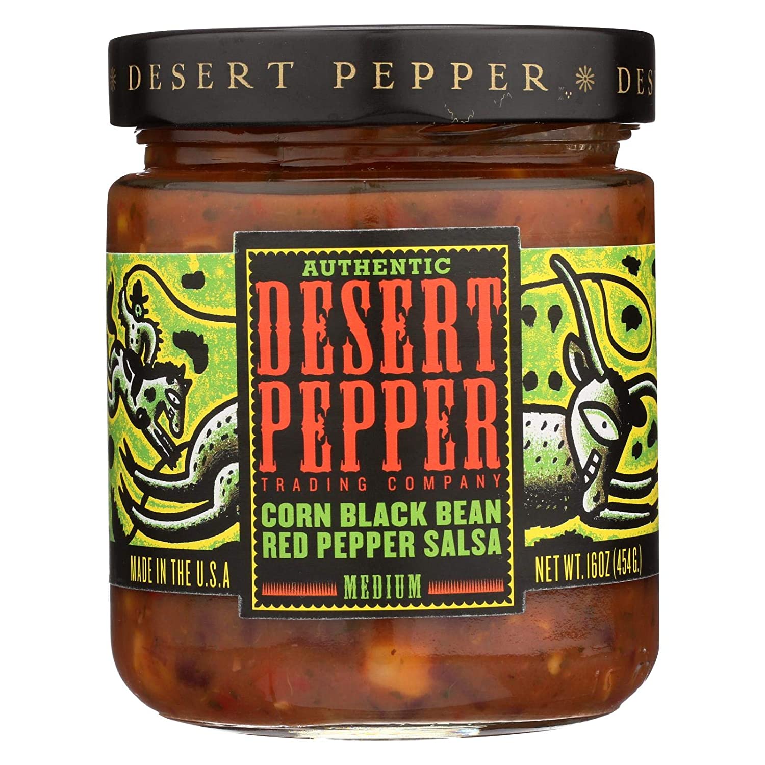 Desert Pepper Corn Black Bean Roasted Pepper Salsa, Medium, 16Ounce (6