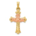 thumbnail image 1 of FB Jewels 14K Two Tone Gold Claddagh Cross Pendant, 1 of 4