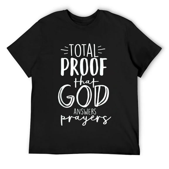 Mens Jesus Christ Motivational God Answers Prayers T-Shirt Black